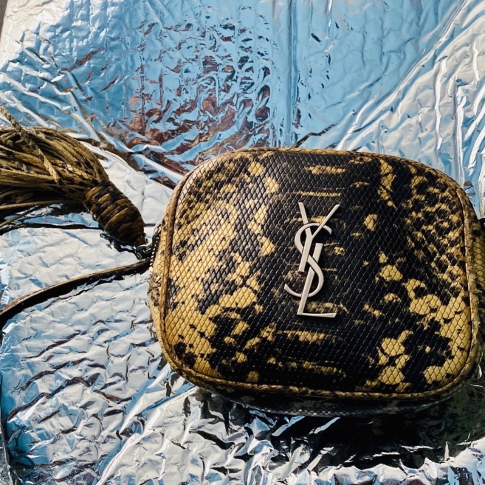 YSL Monogram Python-Embossed Crossbody Bag
